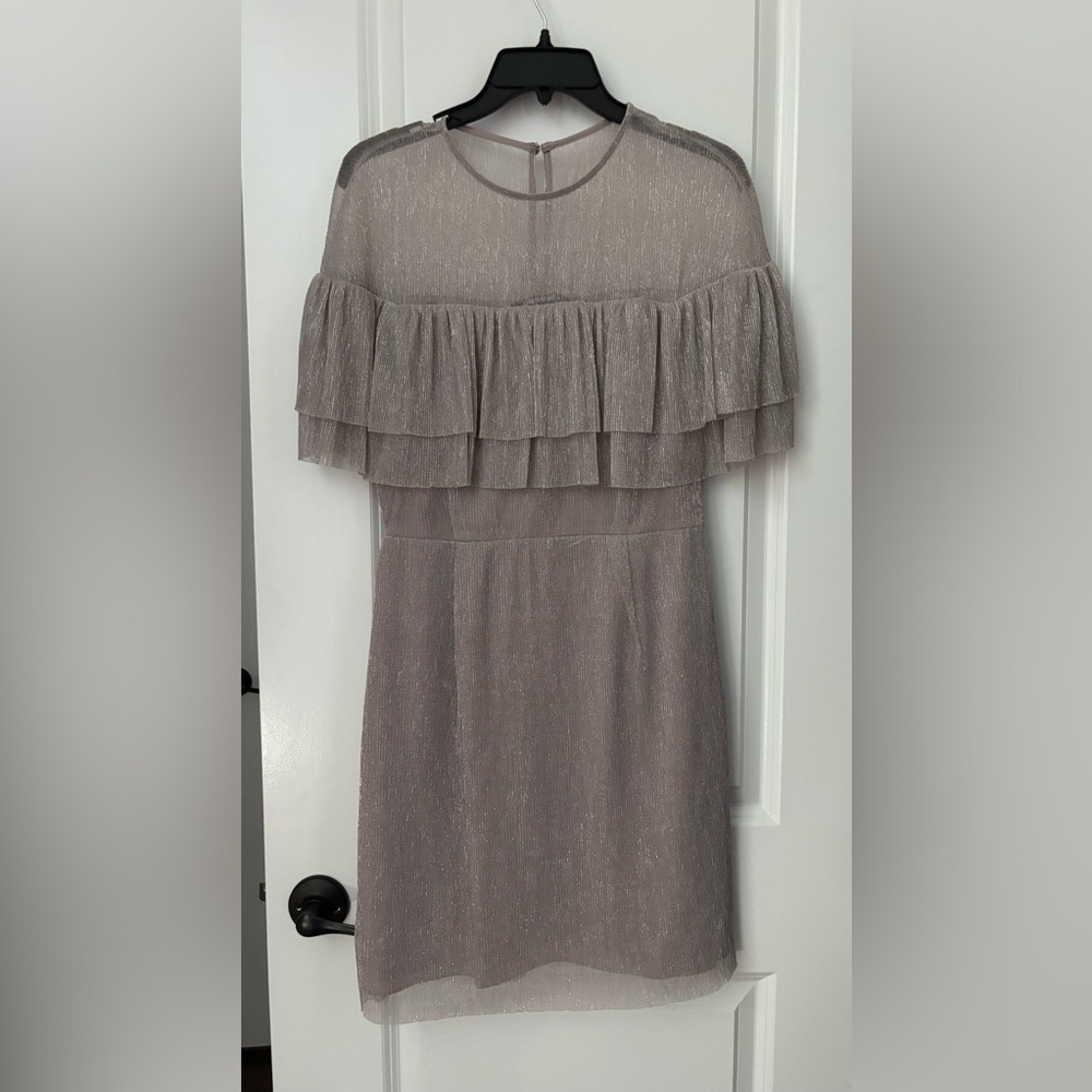 Gianni Bini Taupe Ruffle Dress